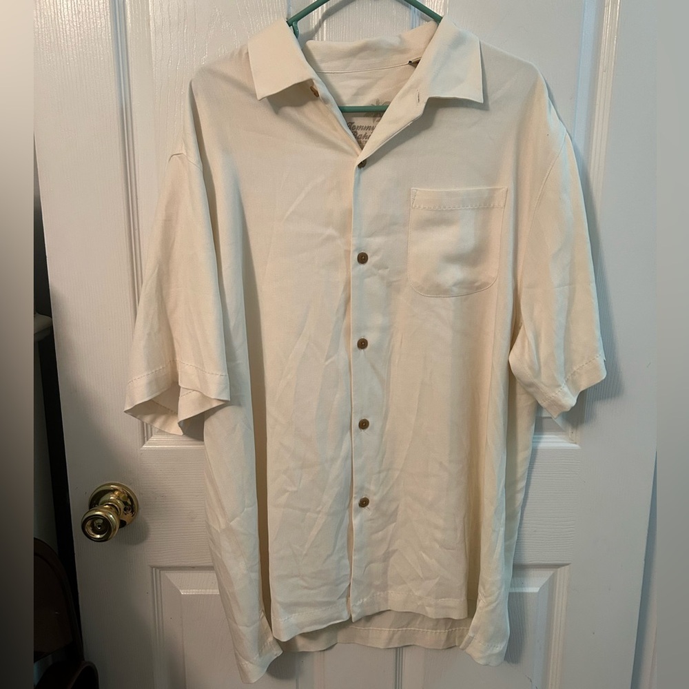 Tommy Bahama Men's Off-White Silk Camp Shirt